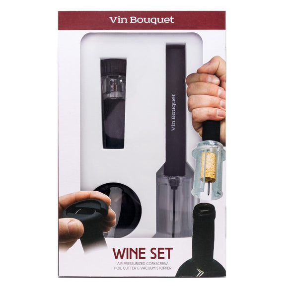 Vin Bouquet Сет тирбушон с въздух, резачка и тапа с вакуум помпа